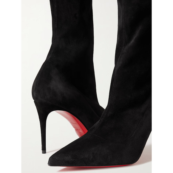 Christian Louboutin Kate Botta Alta 85 Black Suede OTK Knee Thigh Heel Boot 38.5 - Picture 8 of 16